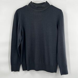 Valda grey wool sweater top mock neck long sleeve L